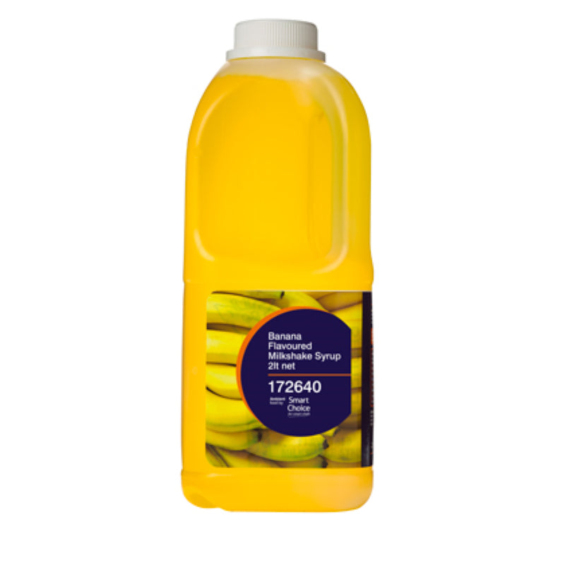 Banana Milkshake Syrup in a 2L bottle, offering creamy and rich banana flavor for desserts and beverages.