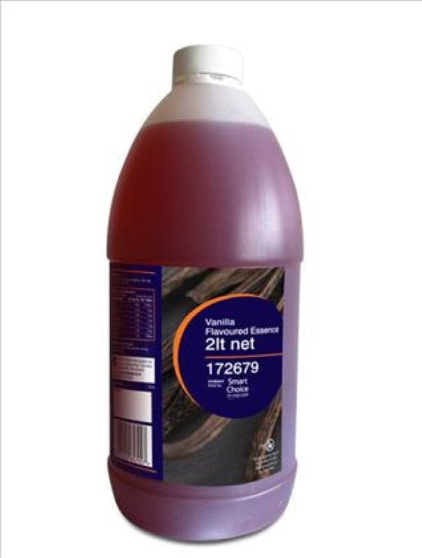 Large bottle of Smart Choice Essence Imitation Vanilla (2L) for enhancing desserts and dishes with rich vanilla flavor.