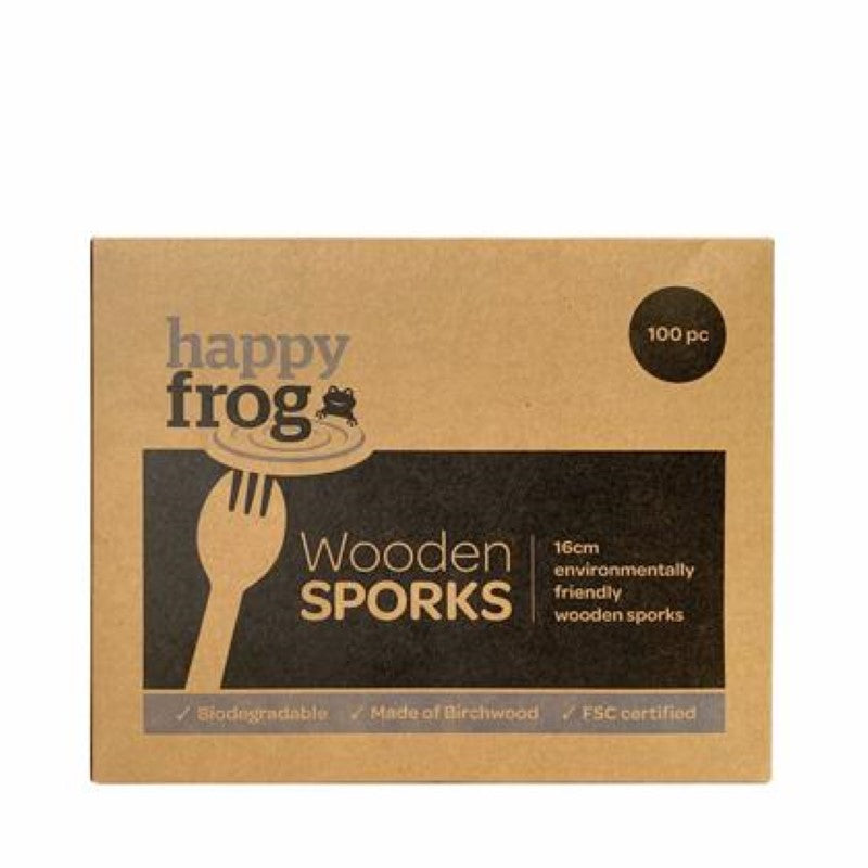 Spork Wooden 16Cm Birch Wood - Happy Frog - 100PC
