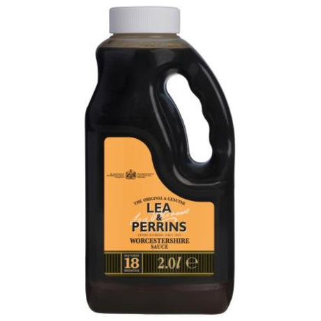 Authentic Lea & Perrins Worcestershire Sauce in a 2L bottle, ideal for enhancing meats, marinades, and more.