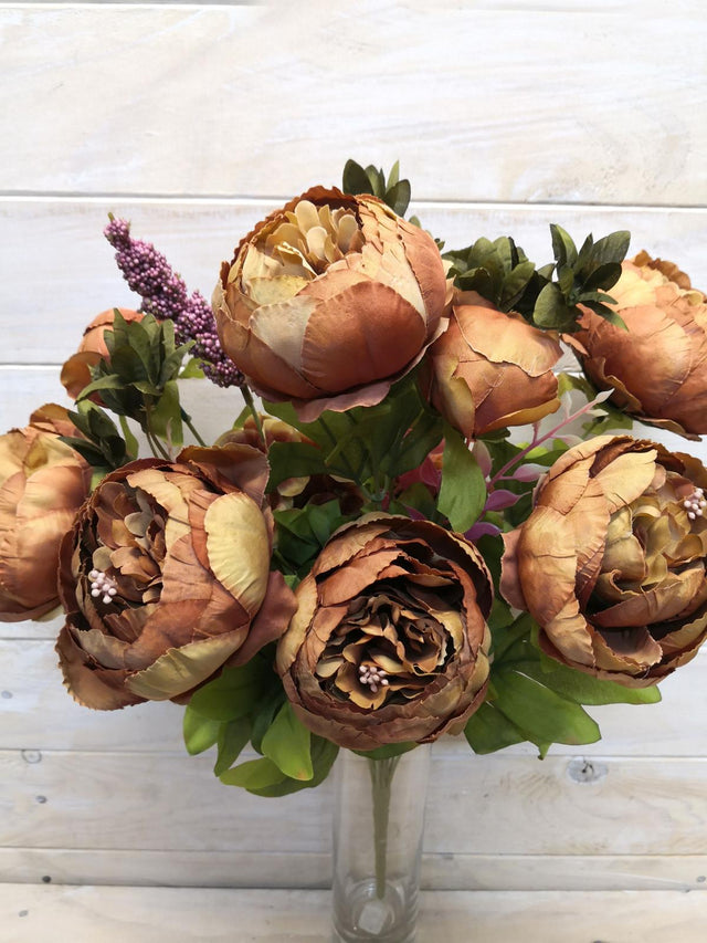 Lifelike large mixed peony bush with vibrant colors, perfect for home decor and special events, no maintenance needed.