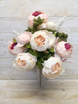 Artificial Flower -Peony – Large Mixed Close Peony Bush Peach