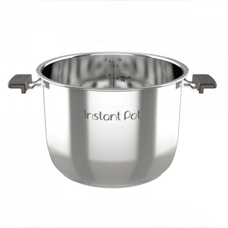 Stainless steel inner pot for Instant Pot Pro 8L, 8L capacity, ergonomic handles, scratch-resistant, dishwasher-safe.