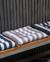 Indoor/Outdoor Stripe Chair Pad Navy 40x40x7cm