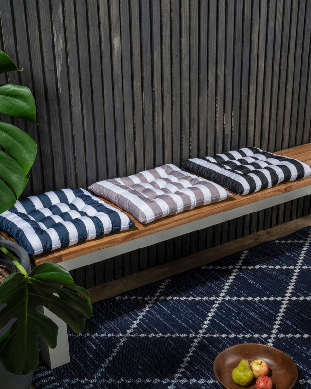 Indoor/Outdoor Stripe Chair Pad Navy 40x40x7cm