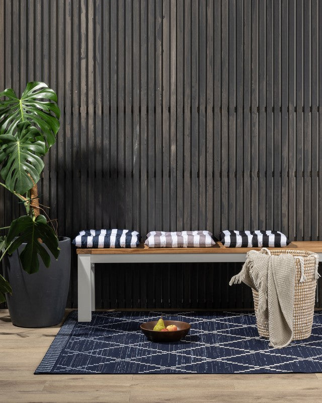 Indoor/Outdoor Stripe Chair Pad Navy 40x40x7cm