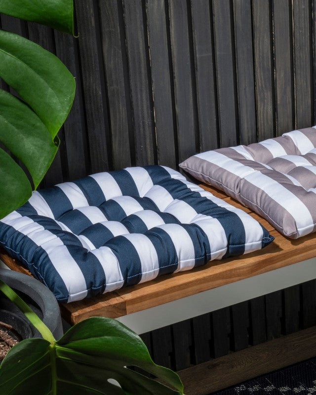 Indoor/Outdoor Stripe Chair Pad Navy 40x40x7cm