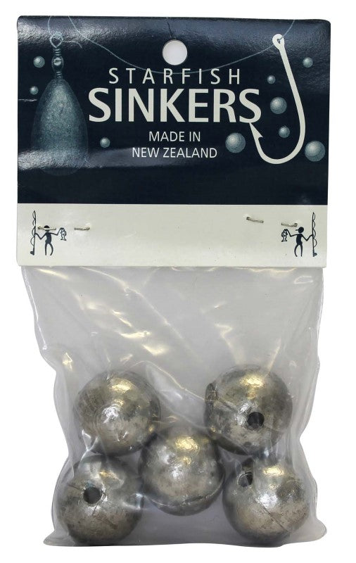 Starfish-shaped ball sinkers in a 2oz packet, designed for versatile and snag-resistant fishing in freshwater and saltwater.