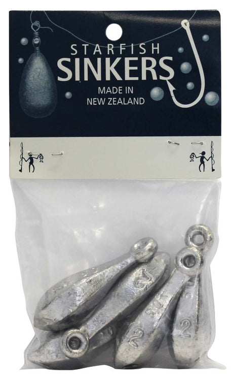 Starfish Reef Sinker Packet with five 2oz sinkers, designed for precision drops and versatile rigging options for serious anglers.