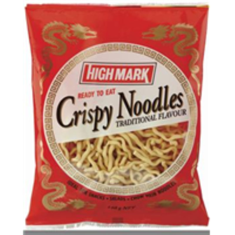 Crispy noodles from High Mark, 140g pack, made in New Zealand, perfect for snacking or as toppings for meals.