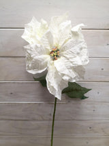 Large velvet poinsettia stem featuring rich textures and vibrant colors, perfect for year-round elegant home decor.