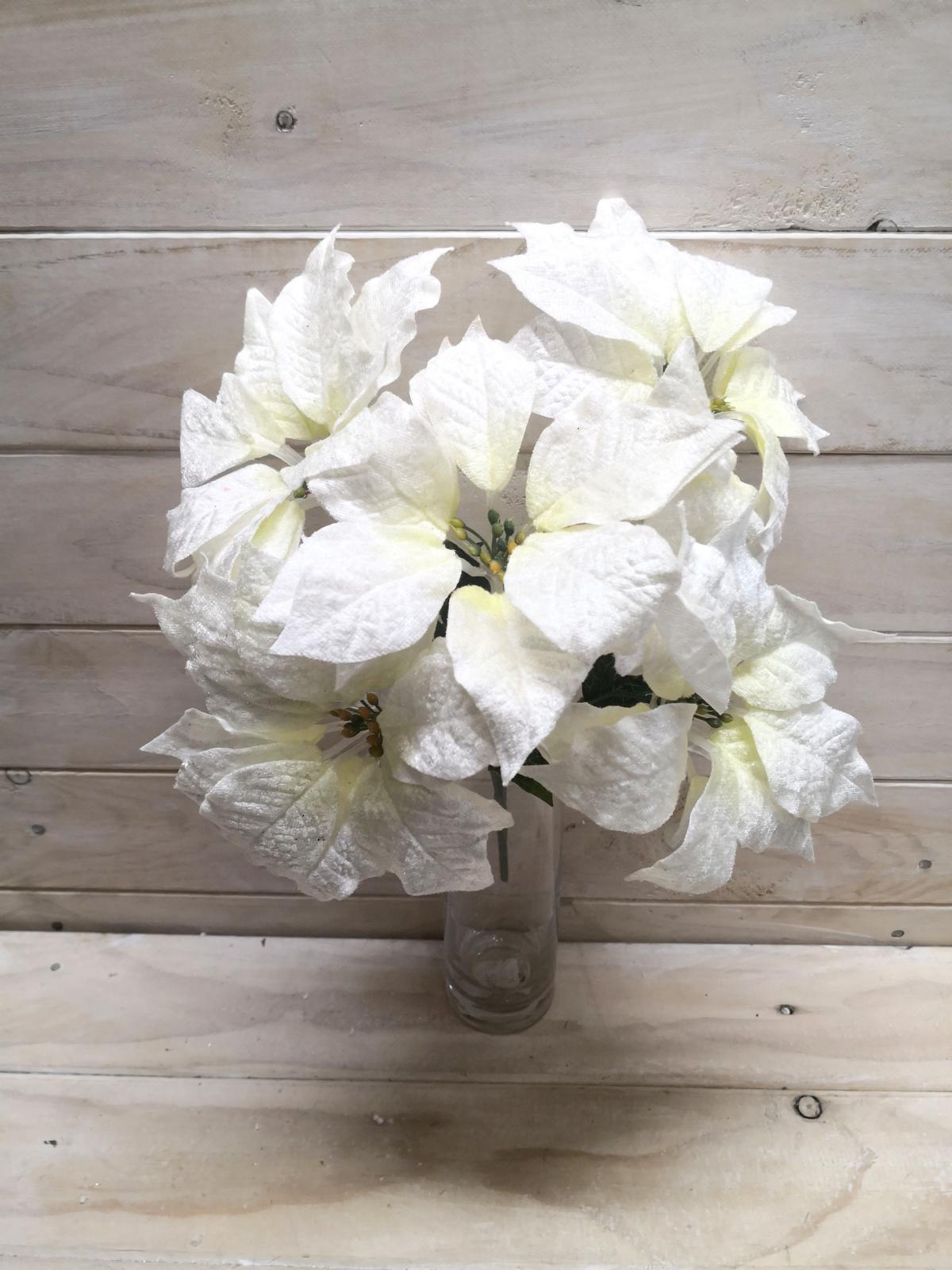 Artificial Flower -Large Velvet Poinsettia Bush