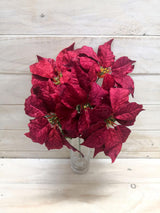 Artificial Flower -Large Velvet Poinsettia Bush