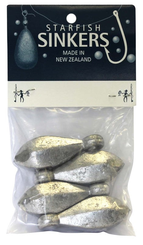 Four 3oz Starfish Reef Sinkers designed for saltwater fishing, ensuring precise bait placement and versatile rigging options.