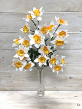 Artificial small daffodil flower bush in vibrant yellow, 35 cm tall, perfect for home decor and year-round charm.