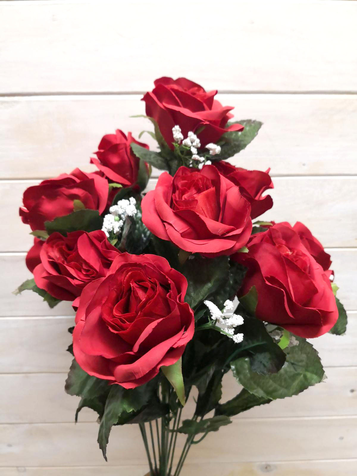 Artificial – Large Rose Bud Bush With Gyp Red