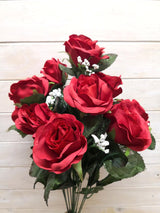 Artificial – Large Rose Bud Bush With Gyp Red