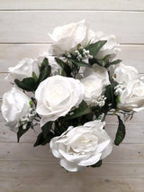 Artificial – Large Rose Bud Bush With Gyp White