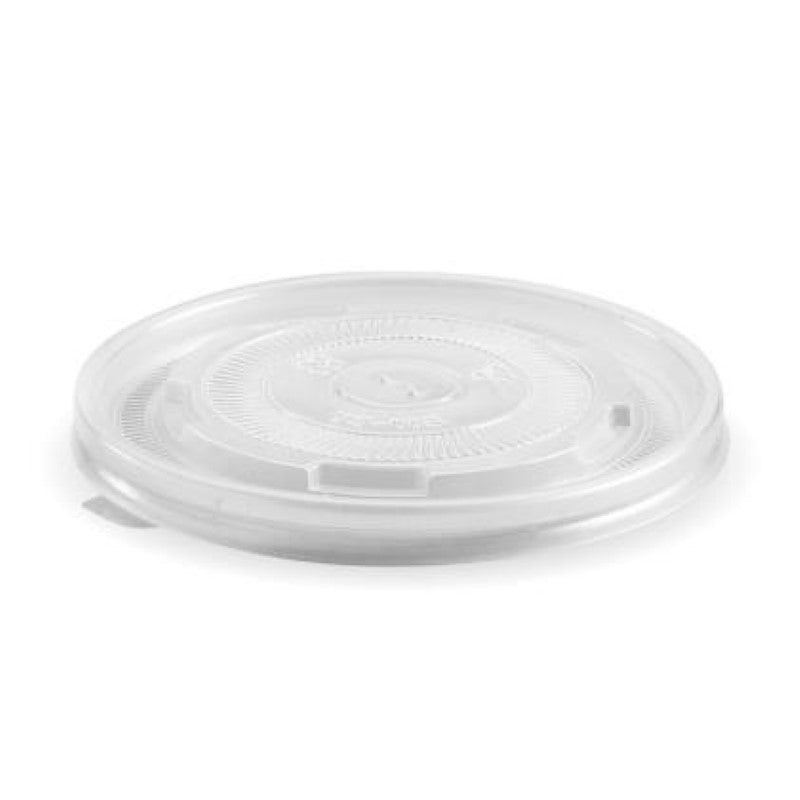 Lid Plastic PP 12-32oz Flat Round Clear (118mm D x 10mm H) - Biopak - 50PC