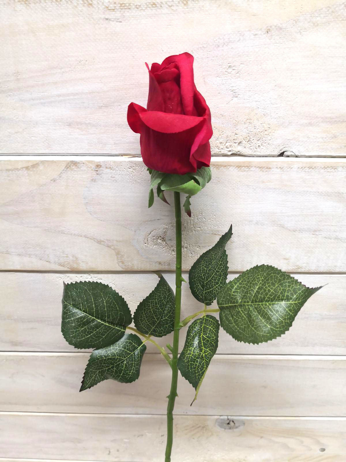 Artificial Flower -Rose – Real Touch Rose Bud Stem RED