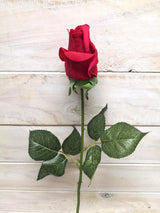 Artificial Flower -Rose – Real Touch Rose Bud Stem RED