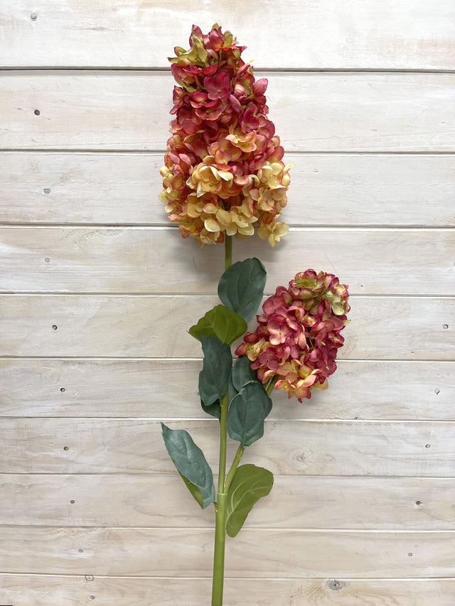 Lifelike dried-look hydrangea sprays in rich hues, perfect for home decor or event styling without maintenance.