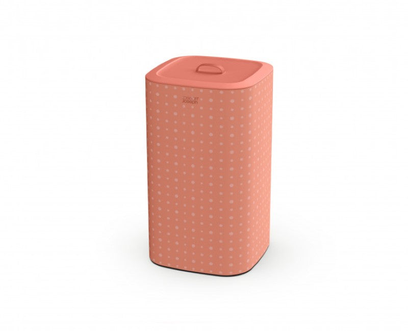 Joseph Joseph Tota Pop 60L Laundry Basket in Coral, featuring 3 tote bags for efficient laundry sorting and easy transport.