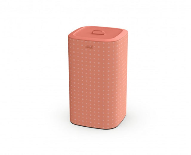 Joseph Joseph Tota Pop 60L Laundry Basket in Coral, featuring 3 tote bags for efficient laundry sorting and easy transport.