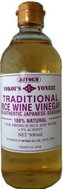 Authentic Yokois 500ML Rice Wine Vinegar, ideal for enhancing sushi, salads, and marinades with rich umami flavor.