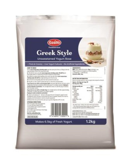 EasiYo Greek Unsweetened Yogurt Base 1.2kg for homemade yogurt; thick, creamy, zero sugar, with live cultures, sourced from New Zealand.