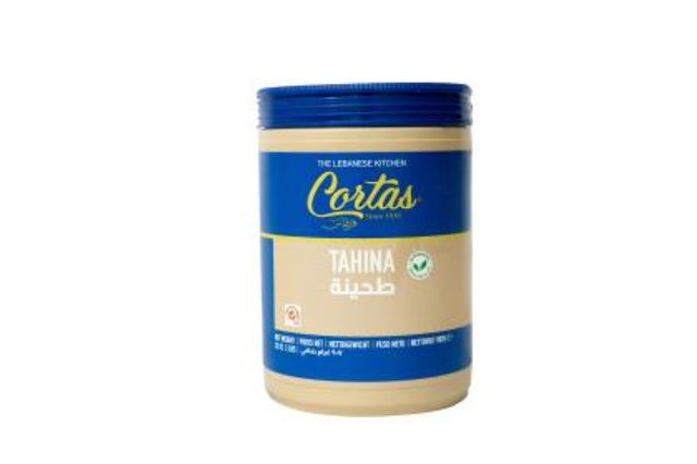 Creamy 100% natural tahini by Cortas in a 907g jar, perfect for Middle Eastern dishes and healthy recipes.