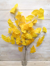 Four vibrant golden ginkgo leaf sprays, perfect for enhancing home decor with a natural, elegant touch.