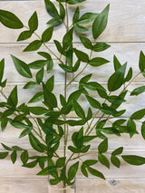 Three lush artificial Nandina leaf sprays, vibrant colors perfect for elegant home decor and easy maintenance.