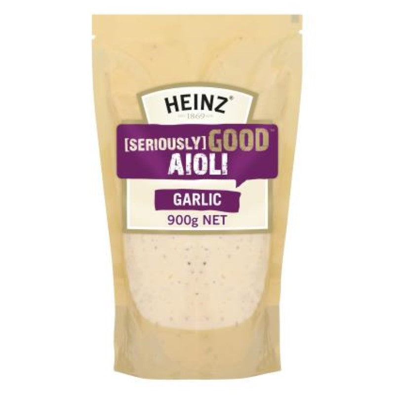 Heinz Aioli Seriously Good - 900G jar of creamy garlic aioli, perfect for dipping or enhancing Mediterranean dishes.