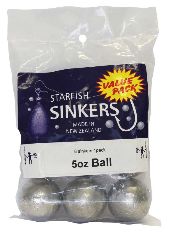 Starfish-shaped 5oz sinkers enhance bait movement, stability, and coverage for fresh and saltwater fishing.