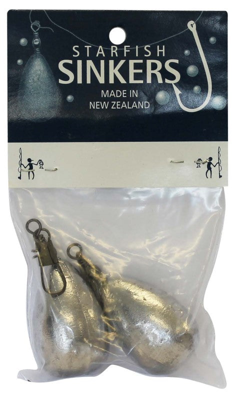 Starfish Clipon Sinker Packet includes two 5oz swivel sinkers for versatile, hassle-free fishing in fresh or saltwater.