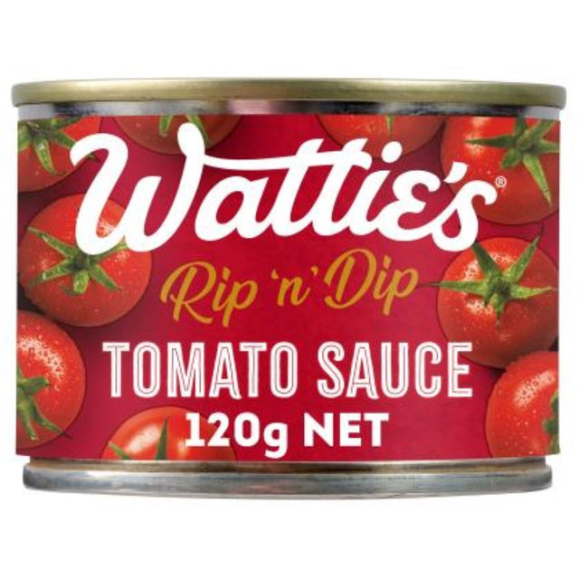 Convenient 120G sachets of Wattie's classic tomato sauce, perfect for dipping with various fried foods and snacks.