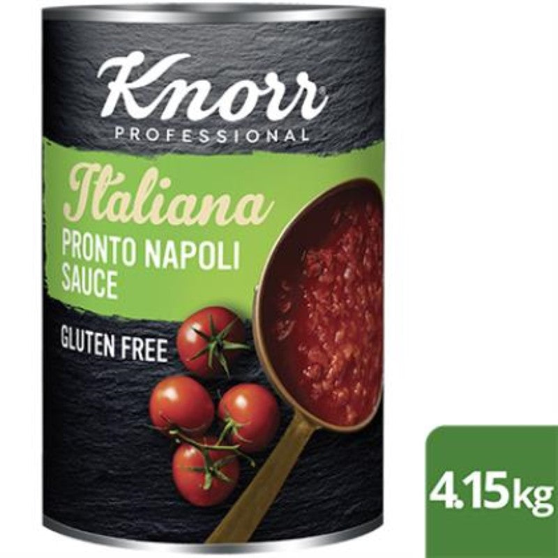 Rich Italian tomato sauce in a 4.15KG pack, made from sustainably grown tomatoes for versatile cooking.