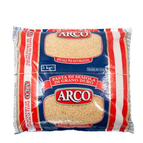 Premium 5KG ARCO Pasta Orzo Risone imported from Italy, ideal for soups and salads. Perfect for authentic Italian dishes.