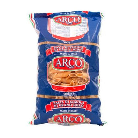 Pasta Penne Rigate by ARCO, 500G, ridged for sauce retention, made from premium durum wheat for authentic Italian dishes.