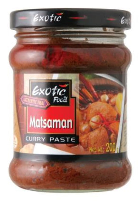 Aromatic Paste Curry Matsaman by Exotic Foods, 200G, for authentic Thai cooking with traditional spices and rich flavors.