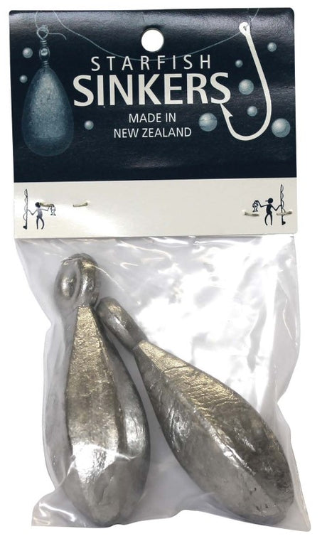 Starfish Reef Sinker Packet featuring two 6oz sinkers, designed for versatile fishing with minimal water flutter.