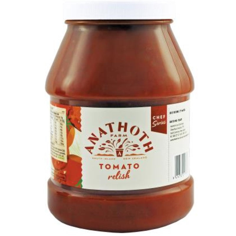 2.55KG jar of Anathoth Relish Tomato, a tangy blend of tomatoes, onions, and spices for enhancing meals.