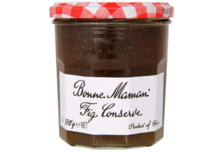 A 370G jar of Bonne Maman Fig Conserve, showcasing smooth, sweet fig spread perfect for toast, desserts, or cheese platters.