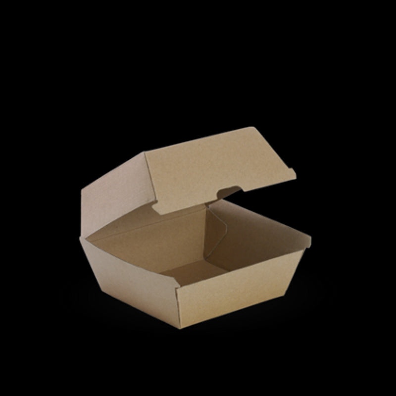 Box Burger Bioboard Unlined Brown Kraft 105X105x85mm - Biopak - 50PC