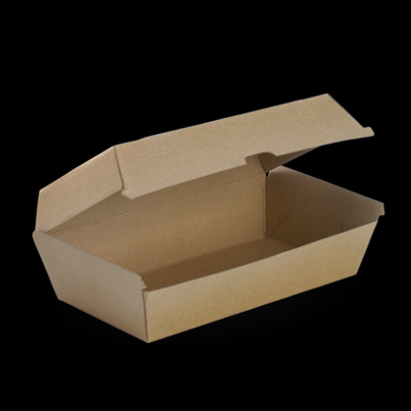 Box Snack Bioboard Brown LargeKraft 204x109x84mm - Biopak - 200PC