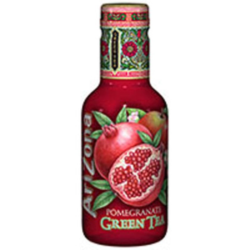 Refreshing Arizona Ice Tea Pomegranate Green Tea multipack, featuring antioxidant-rich, low-calorie flavors in 6x500ML bottles.