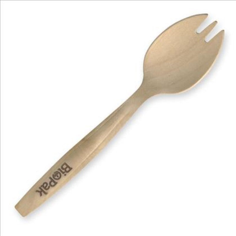 Spork Wooden 16cm Birch (160x28mm) - Biopak - 100PC