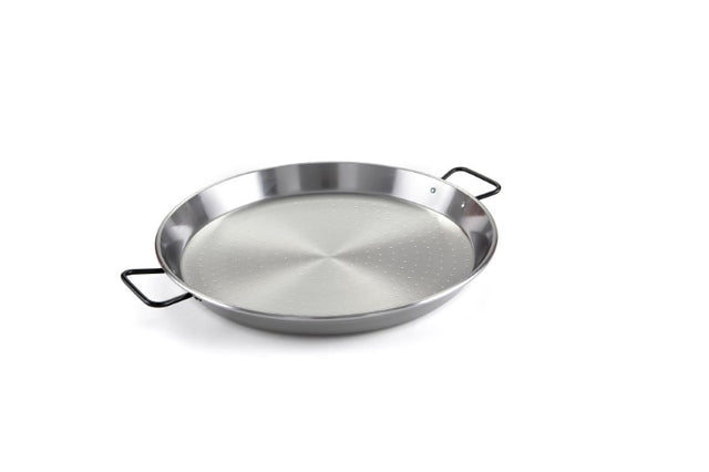 Garcima 34cm induction paella pan made of high carbon steel, perfect for authentic Spanish dishes on any cooktop.