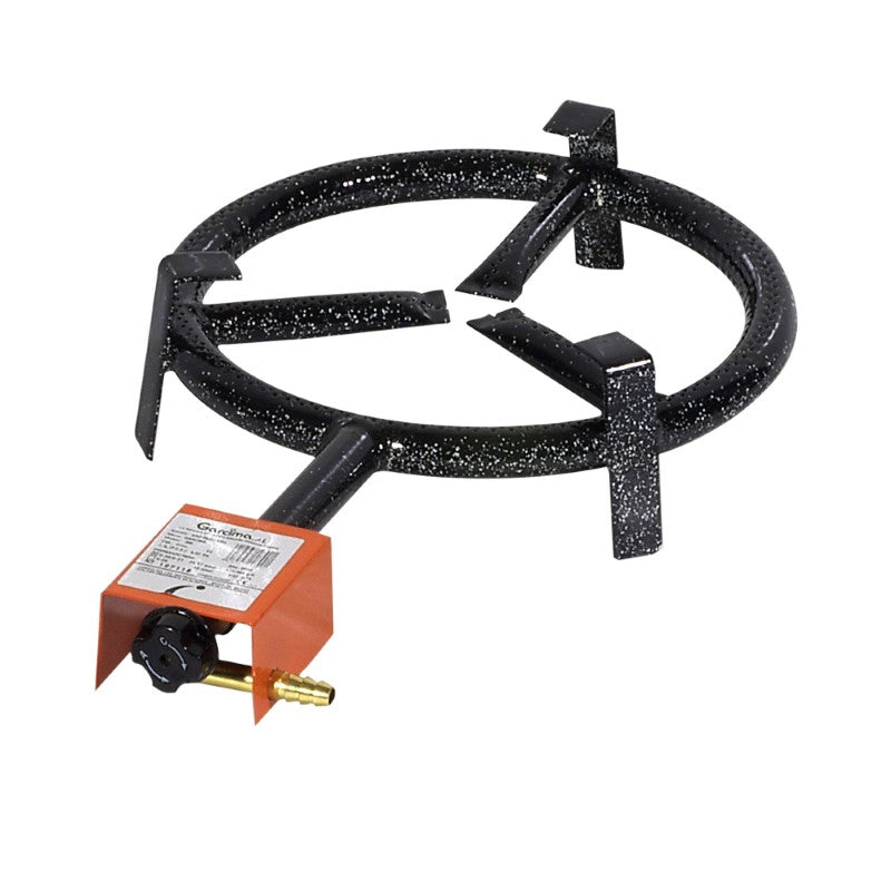 30cm Garcima Gas Burner with regulator and carbon steel paella pan, perfect for outdoor cooking and gatherings.